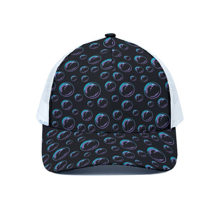 Blue And Purple Bubble Pattern Print White Mesh Trucker Cap