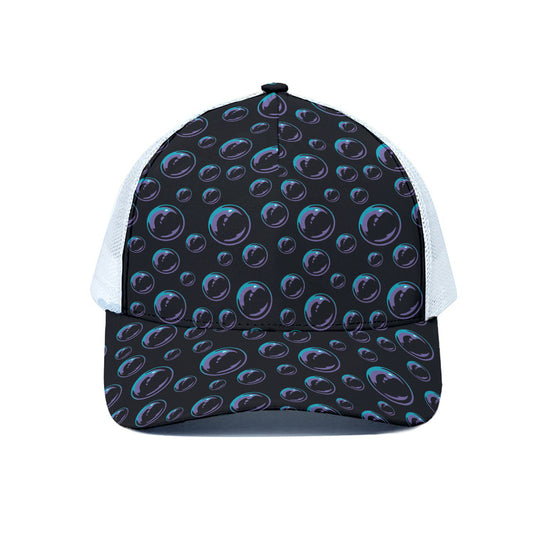 Blue And Purple Bubble Pattern Print White Mesh Trucker Cap