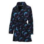 Blue And Purple Bubble Pattern Print Women's Bathrobe