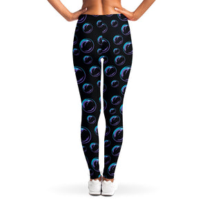 Blue And Purple Bubble Pattern Print Women's Leggings