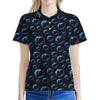 Blue And Purple Bubble Pattern Print Women's Polo Shirt