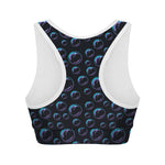 Blue And Purple Bubble Pattern Print Women's Sports Bra