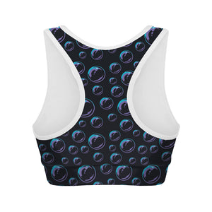 Blue And Purple Bubble Pattern Print Women's Sports Bra