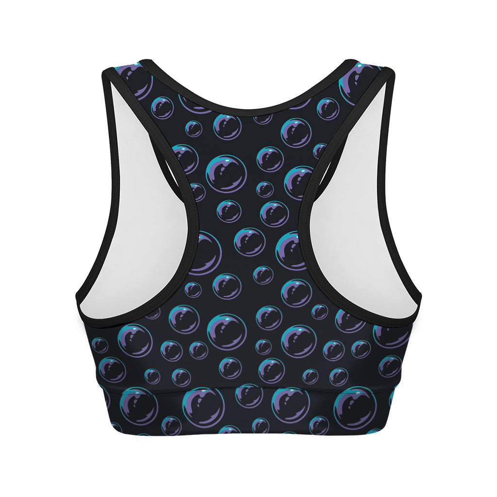 Blue And Purple Bubble Pattern Print Women's Sports Bra