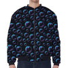 Blue And Purple Bubble Pattern Print Zip Sleeve Bomber Jacket