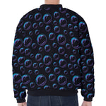 Blue And Purple Bubble Pattern Print Zip Sleeve Bomber Jacket