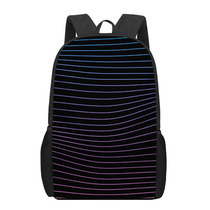Blue And Purple EDM Wave Print 17 Inch Backpack