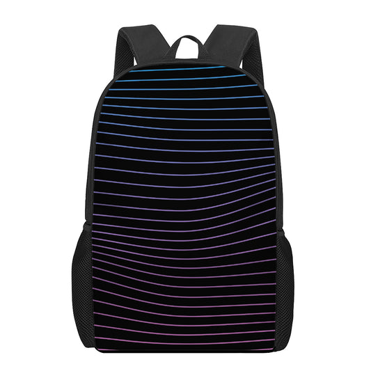 Blue And Purple EDM Wave Print 17 Inch Backpack