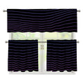 Blue And Purple EDM Wave Print 3 Piece Kitchen Curtains