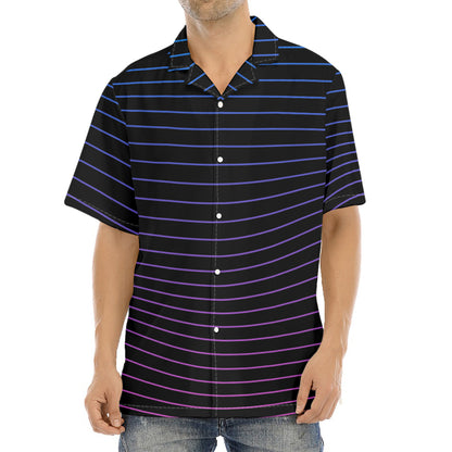 Blue And Purple EDM Wave Print Aloha Shirt