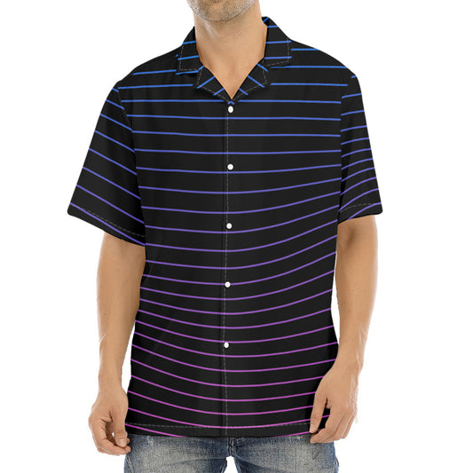 Blue And Purple EDM Wave Print Aloha Shirt