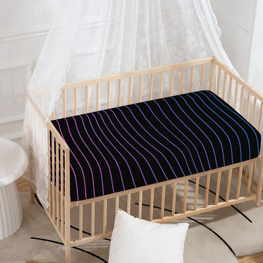Blue And Purple EDM Wave Print Baby Crib Sheet