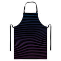 Blue And Purple EDM Wave Print Bib Apron With Pocket