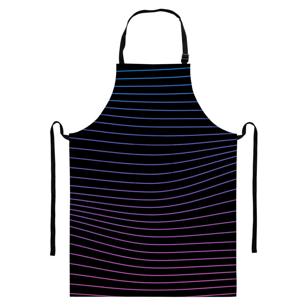 Blue And Purple EDM Wave Print Bib Apron With Pocket