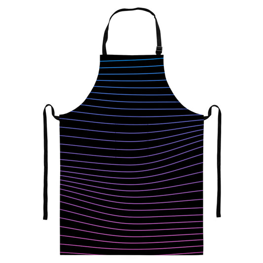 Blue And Purple EDM Wave Print Bib Apron With Pocket