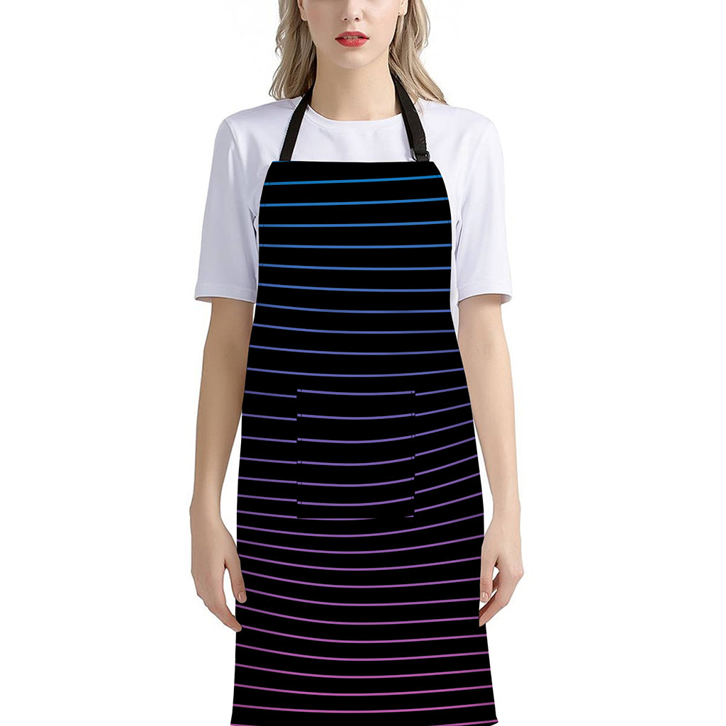 Blue And Purple EDM Wave Print Bib Apron With Pocket