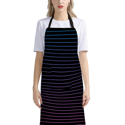 Blue And Purple EDM Wave Print Bib Apron With Pocket