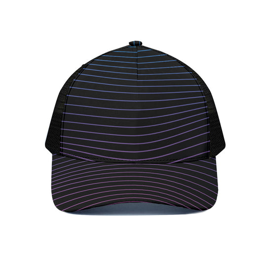 Blue And Purple EDM Wave Print Black Mesh Trucker Cap