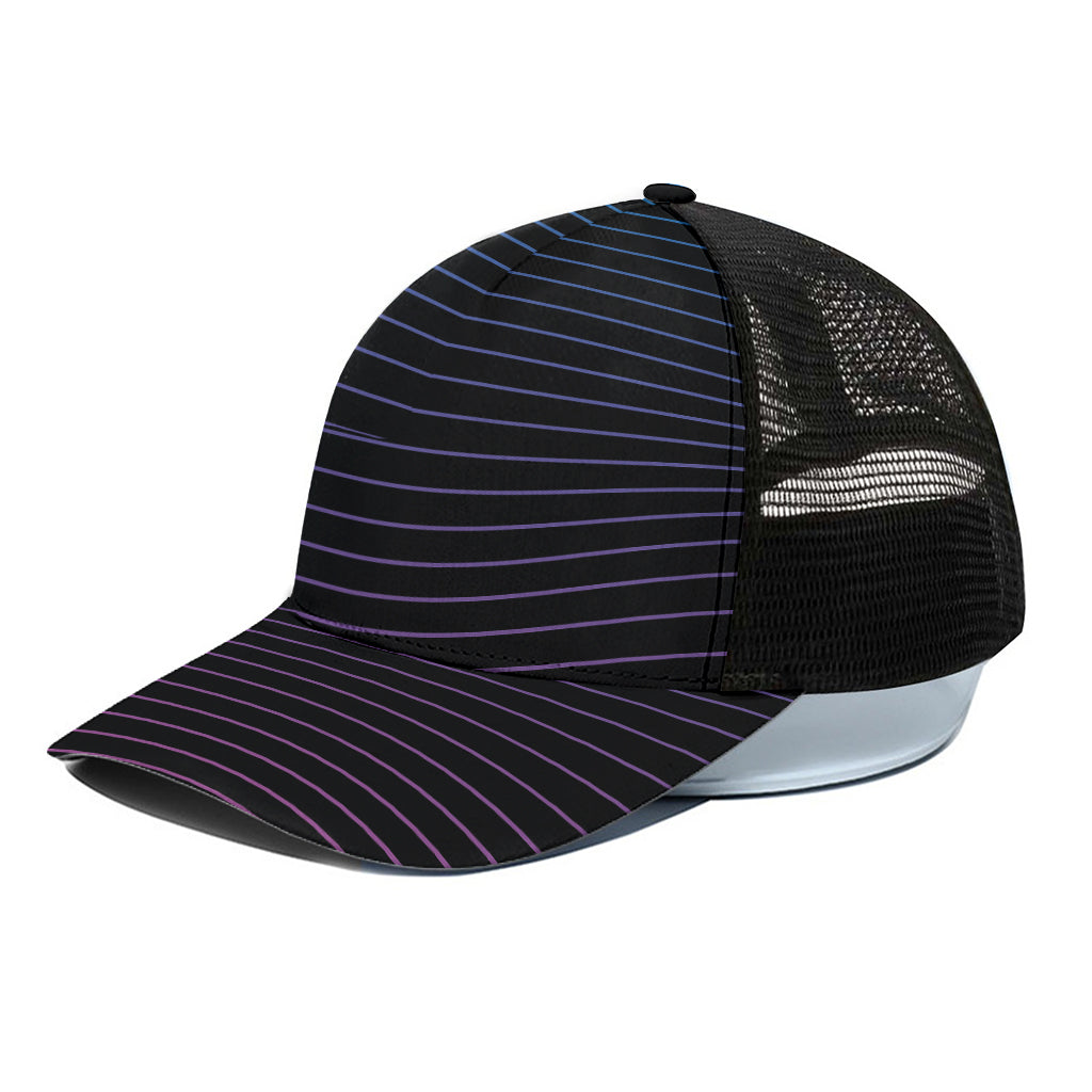 Blue And Purple EDM Wave Print Black Mesh Trucker Cap