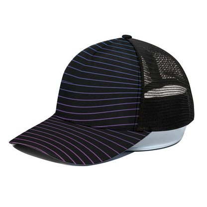 Blue And Purple EDM Wave Print Black Mesh Trucker Cap