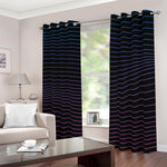 Blue And Purple EDM Wave Print Blackout Grommet Curtains