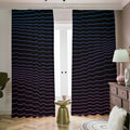Blue And Purple EDM Wave Print Dimout Pencil Pleat Curtains