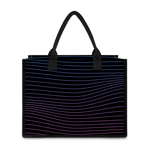 Blue And Purple EDM Wave Print Canvas Tote Bag