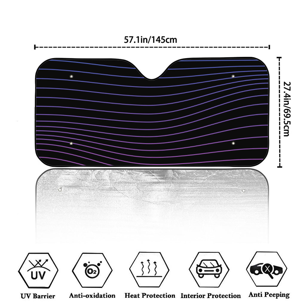 Blue And Purple EDM Wave Print Car Windshield Sun Shade