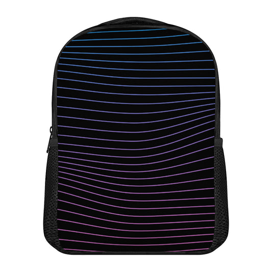 Blue And Purple EDM Wave Print Casual Backpack
