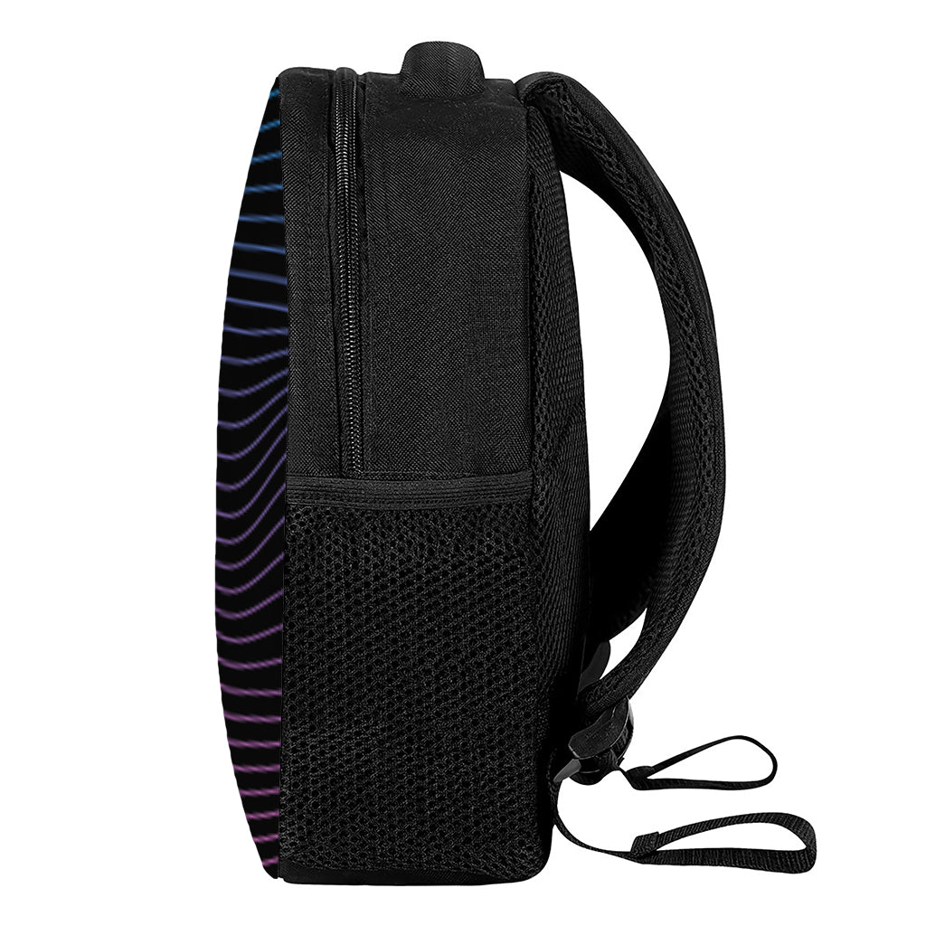 Blue And Purple EDM Wave Print Casual Backpack