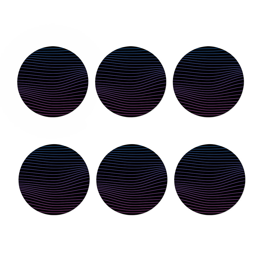 Blue And Purple EDM Wave Print Coaster Set