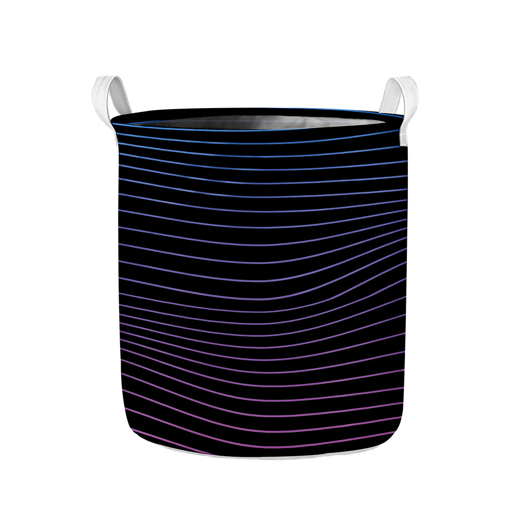 Blue And Purple EDM Wave Print Collapsible Laundry Basket
