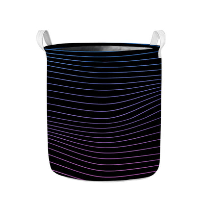 Blue And Purple EDM Wave Print Collapsible Laundry Basket