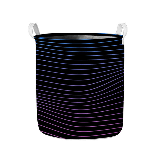 Blue And Purple EDM Wave Print Collapsible Laundry Basket