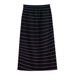 Blue And Purple EDM Wave Print Cotton Front Slit Maxi Skirt