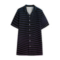 Blue And Purple EDM Wave Print Cotton Hawaiian Shirt