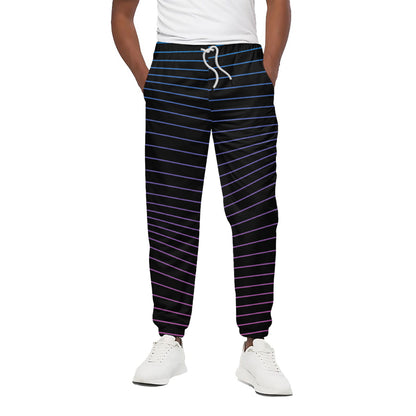Blue And Purple EDM Wave Print Cotton Pants
