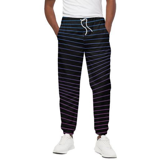 Blue And Purple EDM Wave Print Cotton Pants