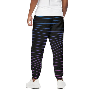 Blue And Purple EDM Wave Print Cotton Pants