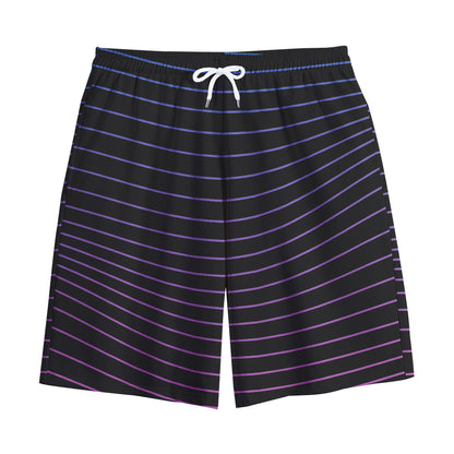 Blue And Purple EDM Wave Print Cotton Shorts