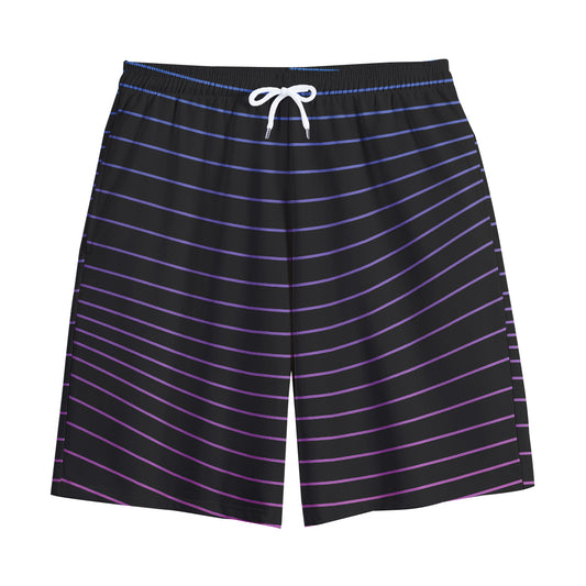 Blue And Purple EDM Wave Print Cotton Shorts
