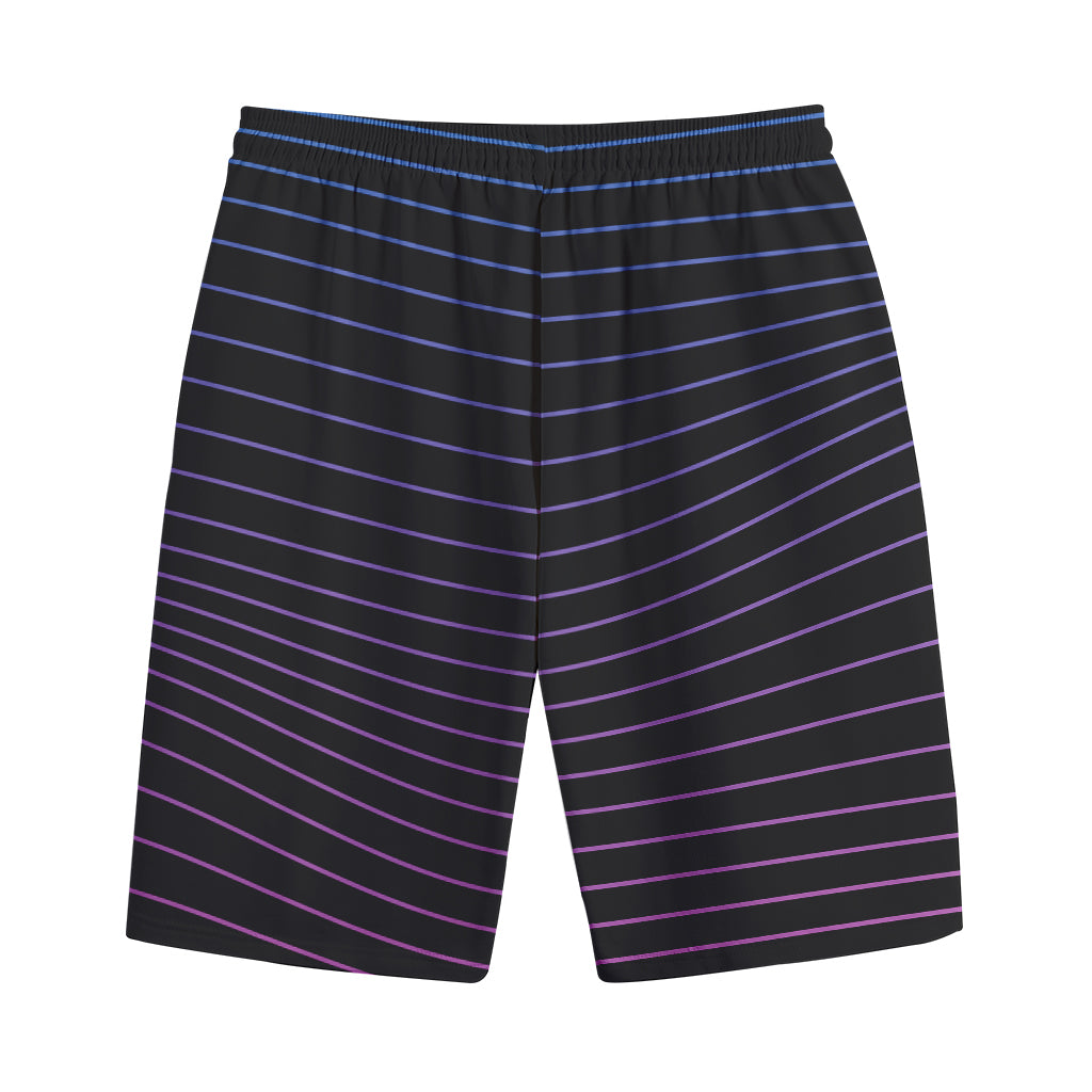 Blue And Purple EDM Wave Print Cotton Shorts