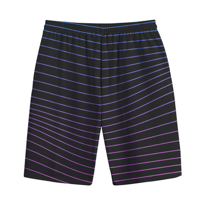 Blue And Purple EDM Wave Print Cotton Shorts