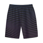 Blue And Purple EDM Wave Print Cotton Shorts