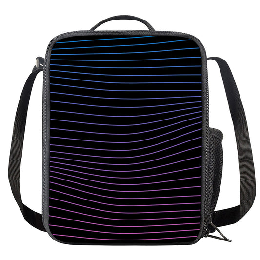Blue And Purple EDM Wave Print Crossbody Lunch Bag