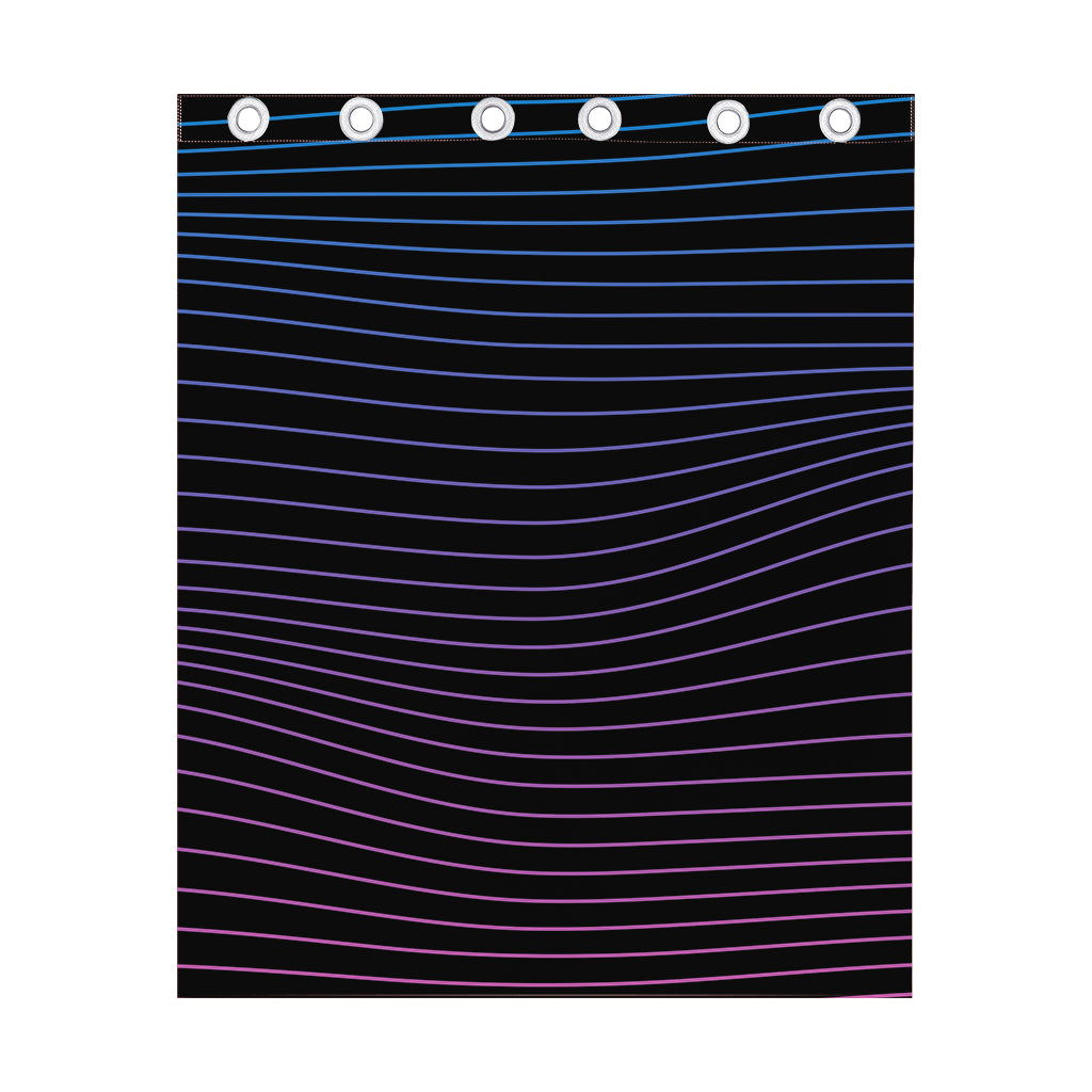 Blue And Purple EDM Wave Print Curtain