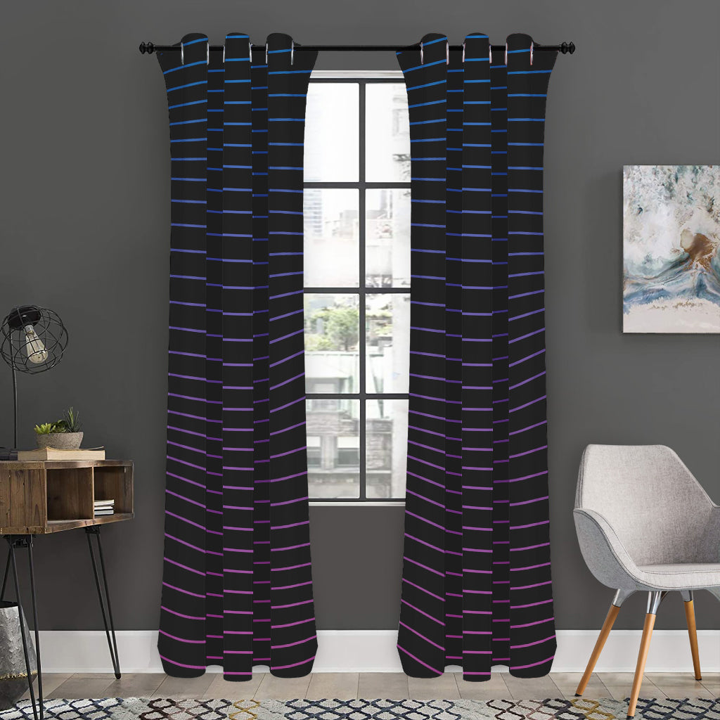 Blue And Purple EDM Wave Print Curtain