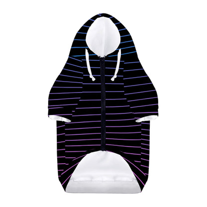 Blue And Purple EDM Wave Print Dog Zip Up Hoodie