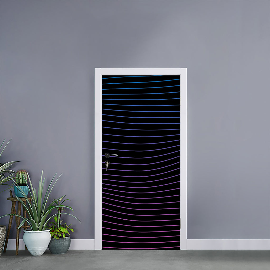 Blue And Purple EDM Wave Print Door Sticker