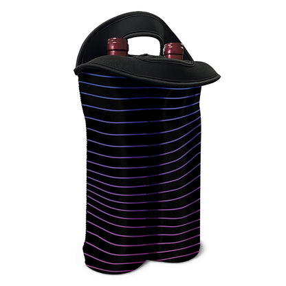 Blue And Purple EDM Wave Print Double Neoprene Wine Tote